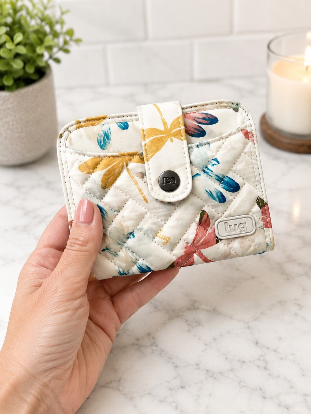 NWOT Lug Minuet RFID Wallet | Dragonfly Quilted Zip Around Wallet